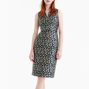 JCrew v-Neck Sheath Dress Jacquard Lemon Dress (size 0)